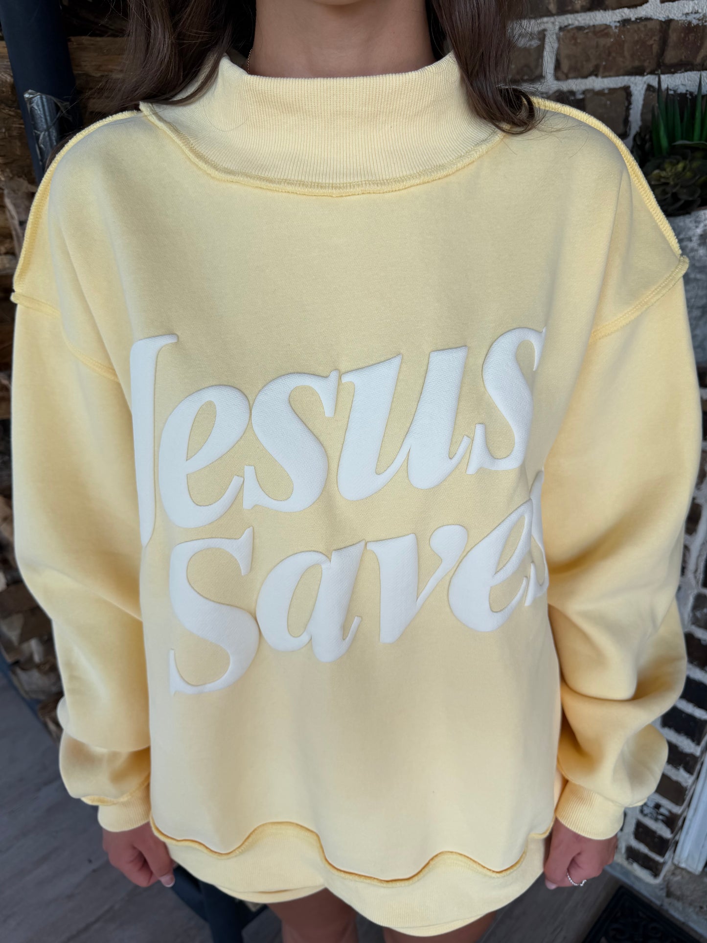the jesus saves mock neck