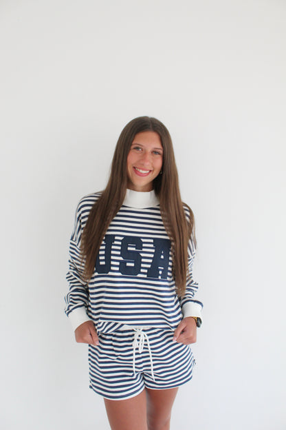 the usa striped mockneck