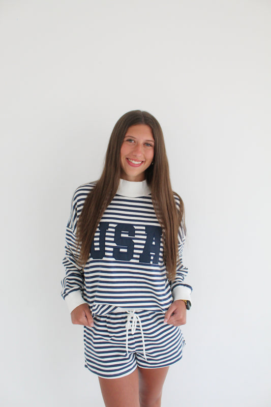 the usa striped mockneck
