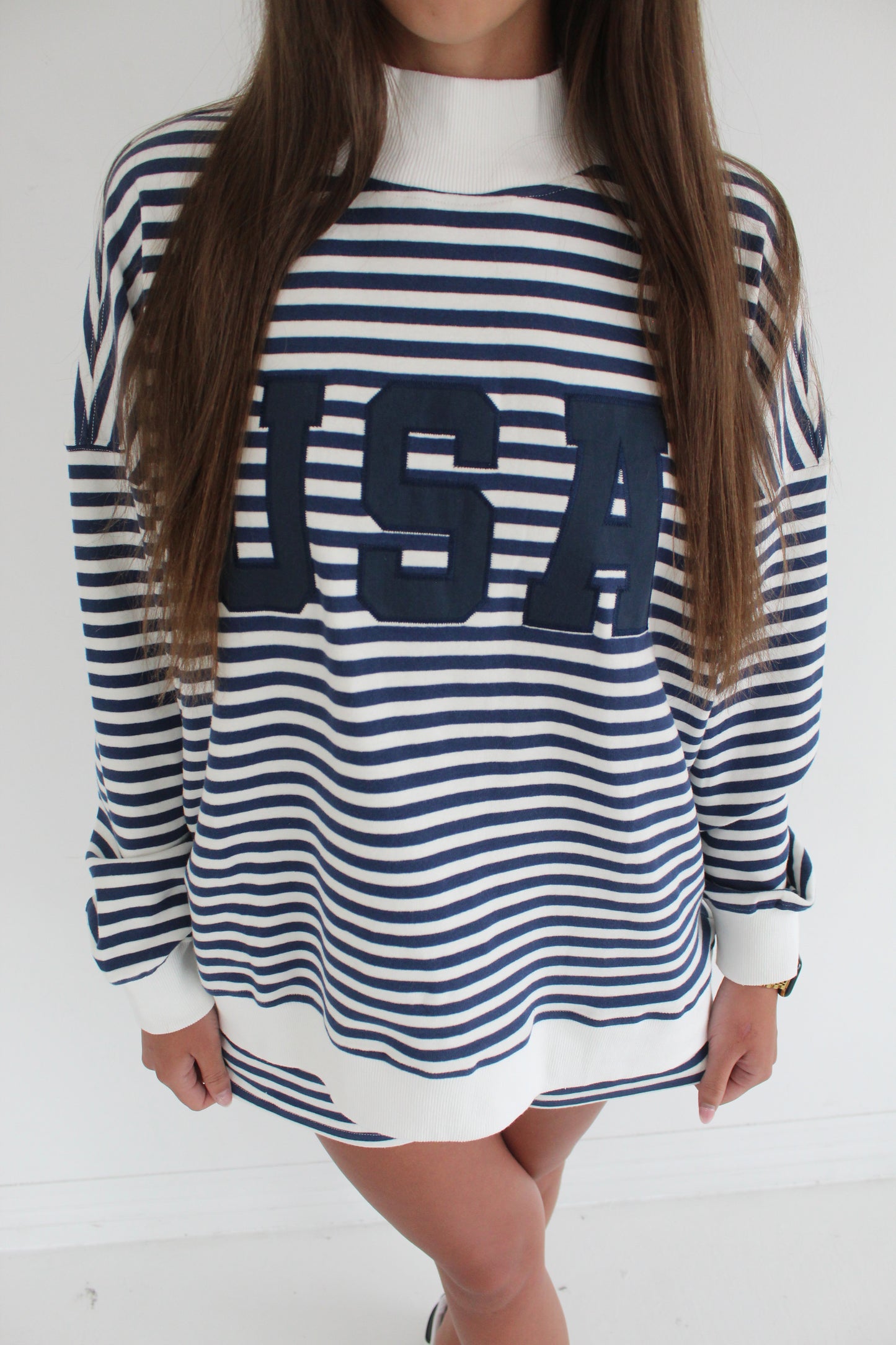the usa striped mockneck