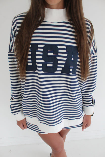 the usa striped mockneck