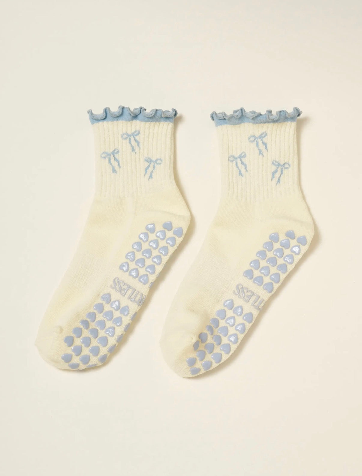 blue bow pilates socks