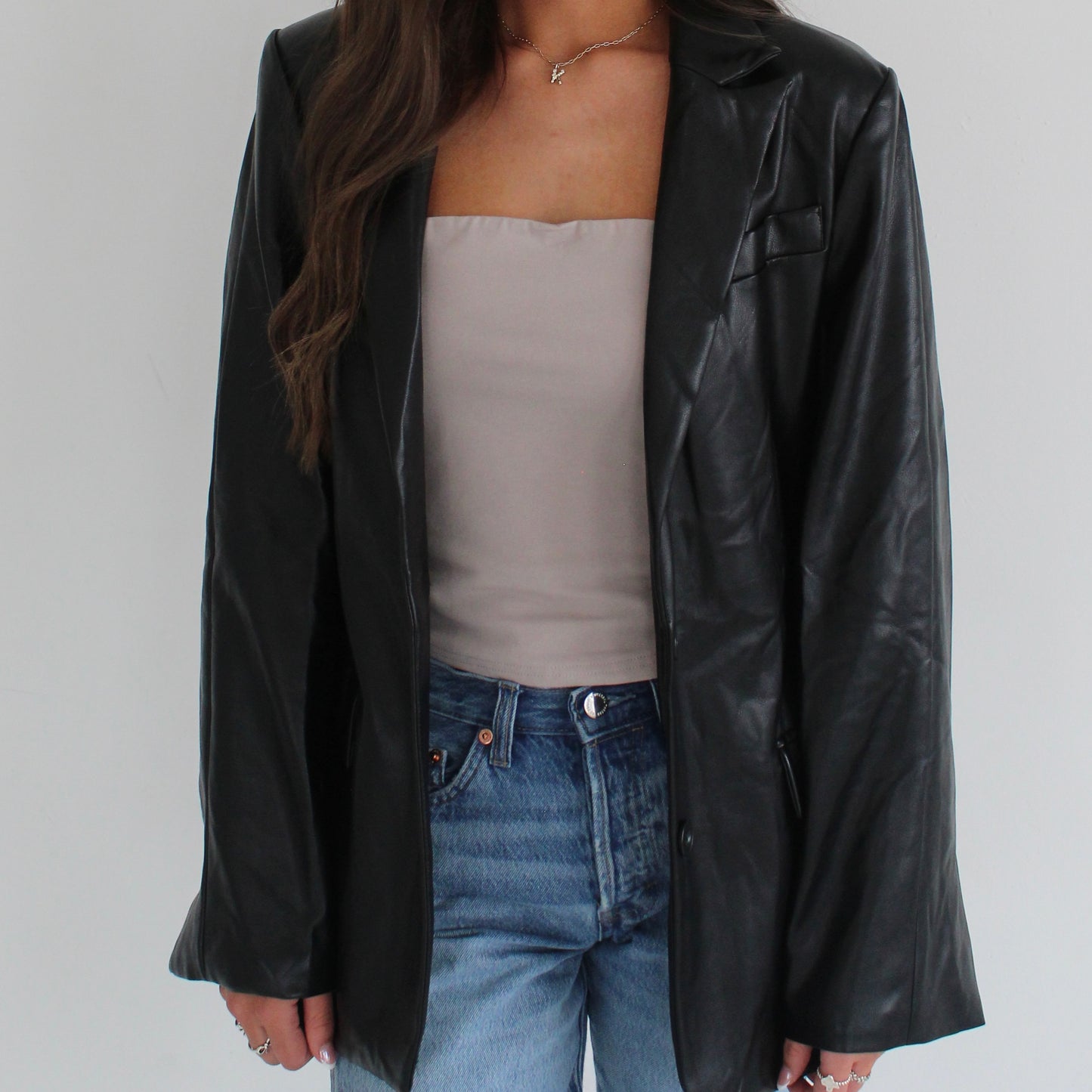 the midnight leather blazer